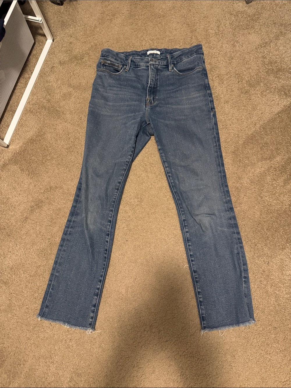 Mid-Rise Straight-Leg Jeans in Dark Blue